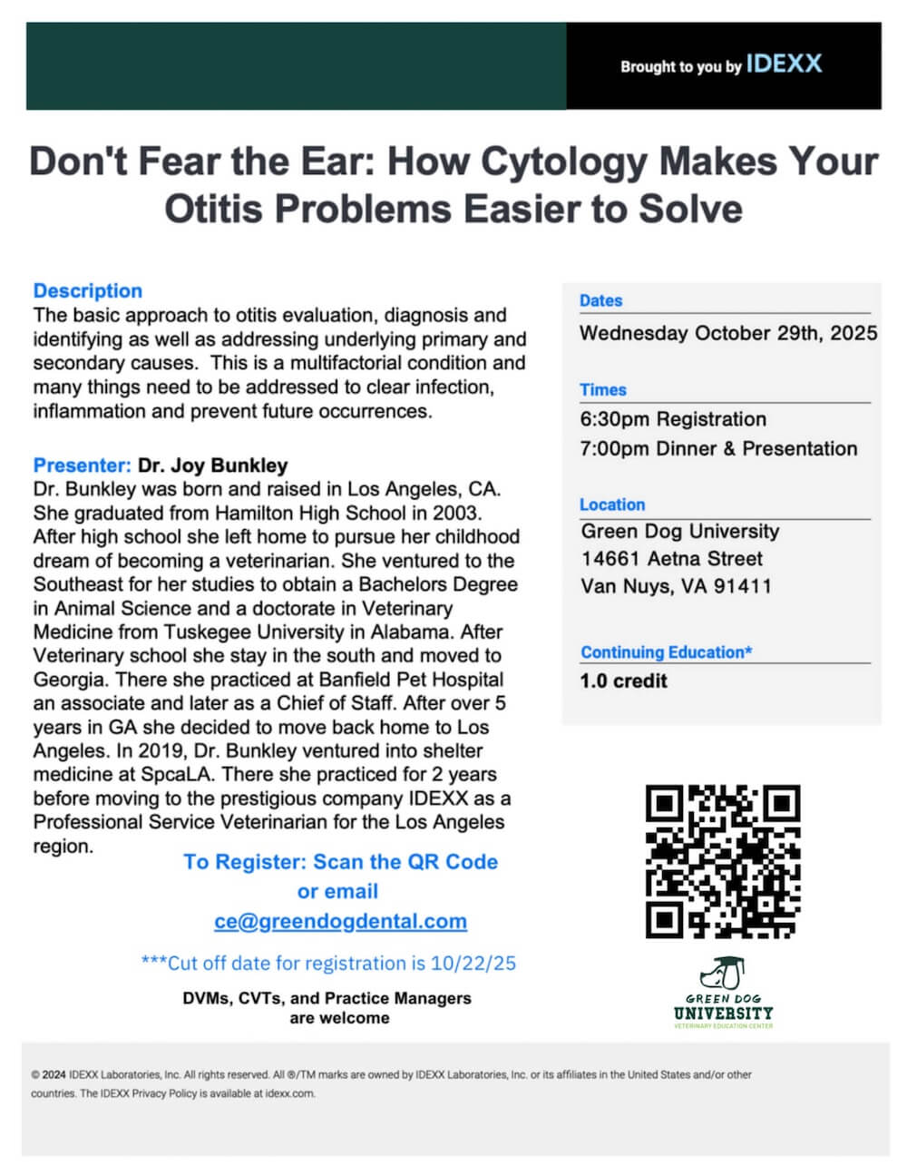 Flyer for Don't Fear the Ear CE Course